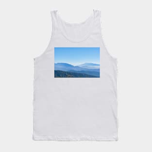 Blue mountain landscape backdrop in tiered tones Tank Top